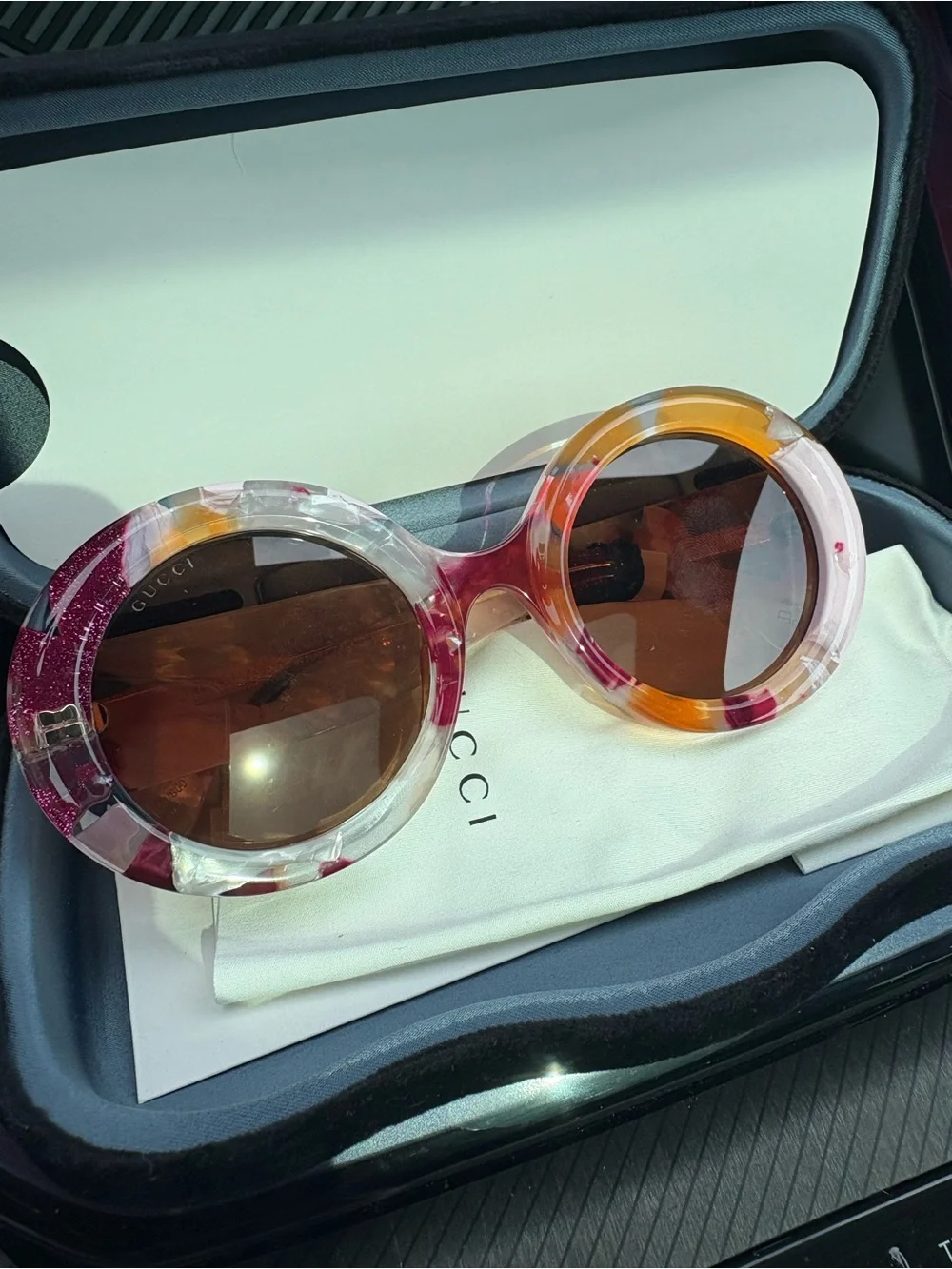 Gucci Multicolor Round Acetate Sunglasses - Pink, Orange, Brown